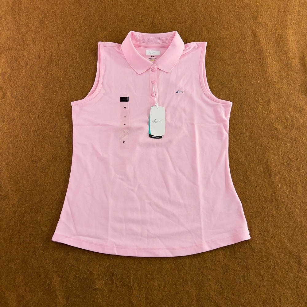 Greg Norman Womens M Pink Play Dry Sleeveless Performance Golf Polo Shirt NWT